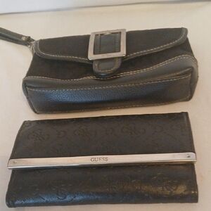 Guess Black Leather Wallet and New York & Co Wristlet Set